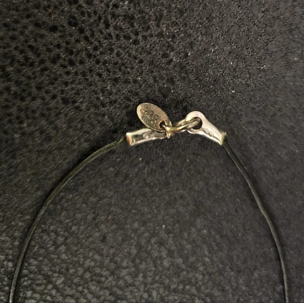 Silver and Yellow And Black Marbled Pendant Necklace